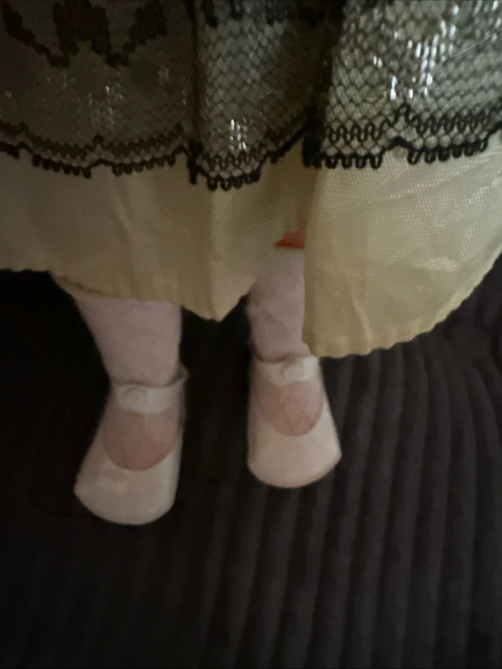 Vintage Furga Cream and Black Lace Dress Doll with Blue Eyes made in Italy
